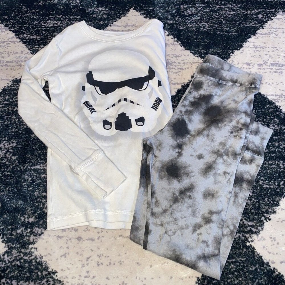 GAP X Star Wars Disney Boys Size 8 Storm Trooper Tie Dye Organic Cotton Pajamas